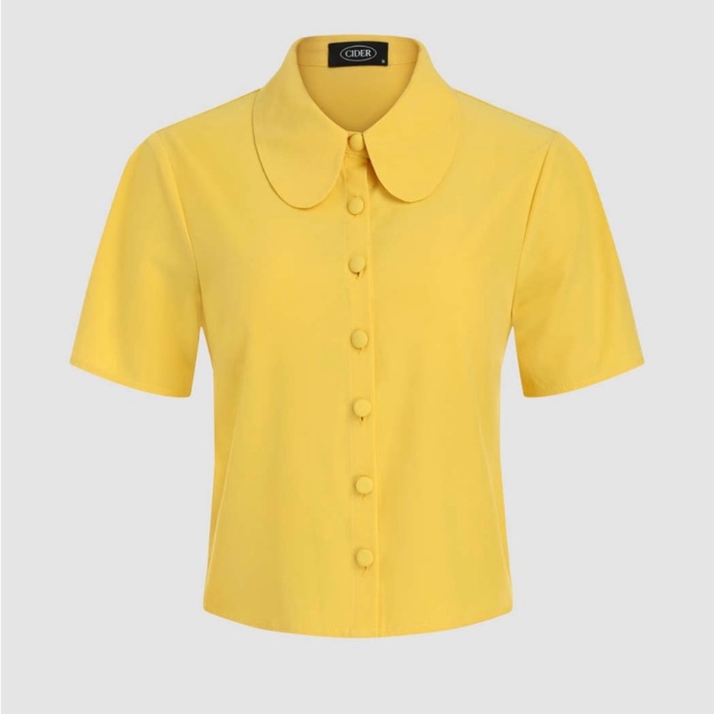 Cute Yellow Button-up Blouse